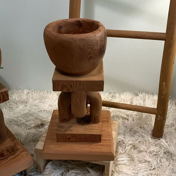 Bundle Of 2 Handcrafted Unique Raw Wooden Accent Decor Pieces - Picture 6 of 17